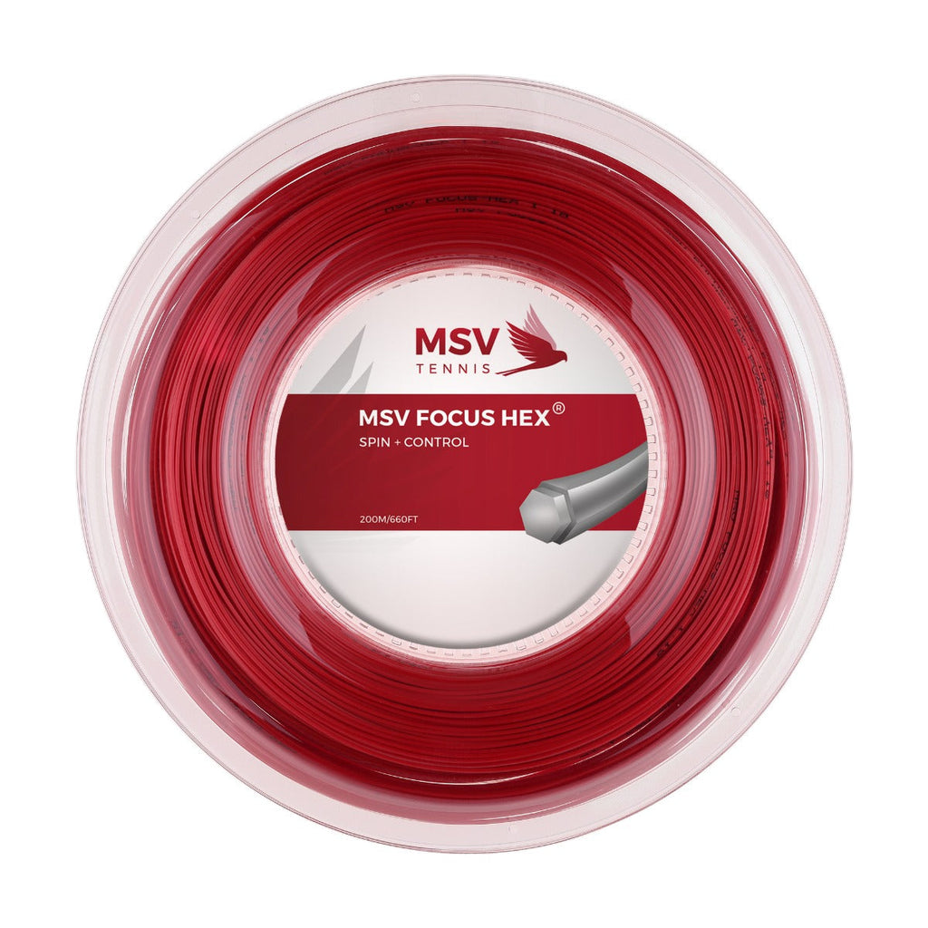 Bobine de cordage de tennis msv focus hex 1 10mm rouge