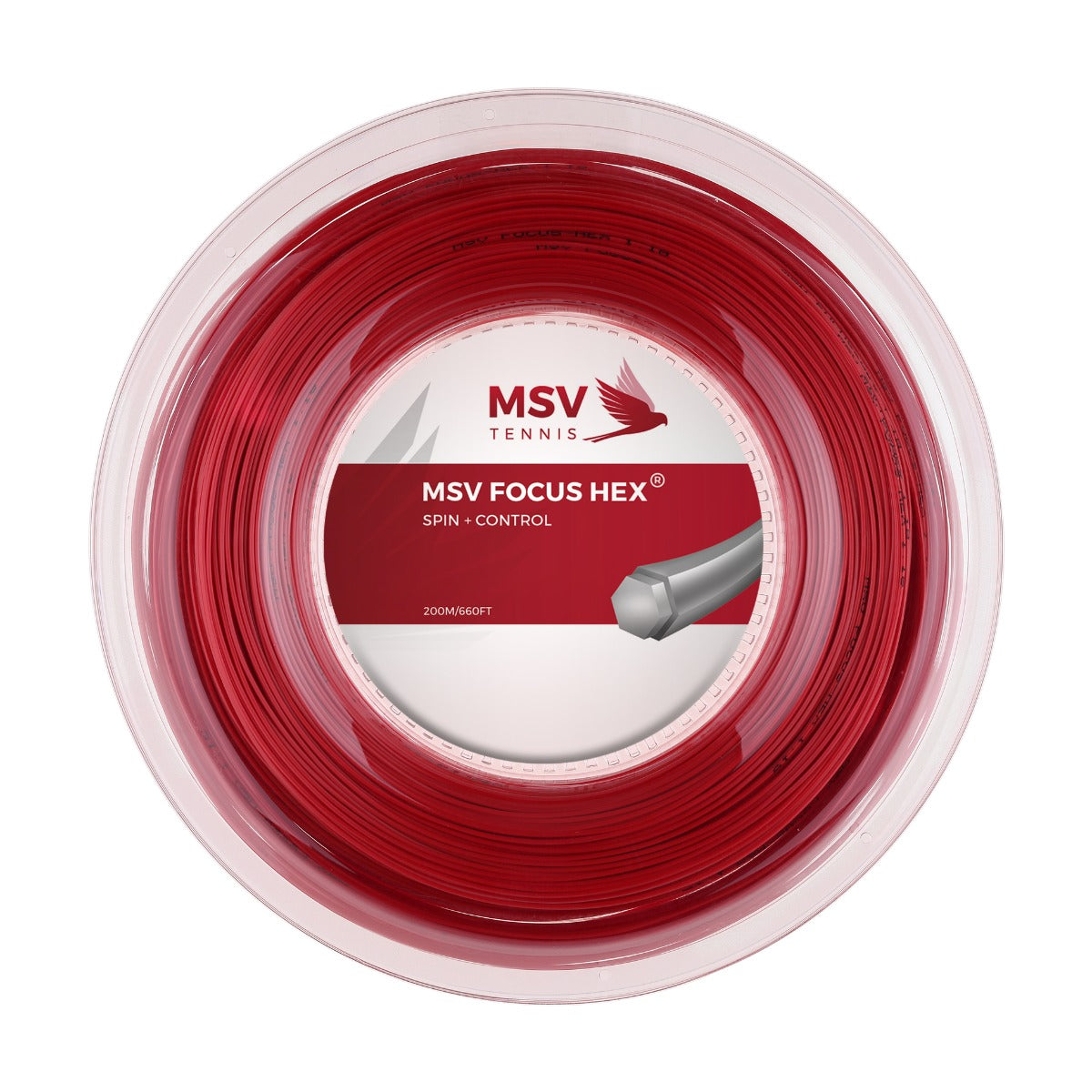 Bobine de cordage de tennis msv focus hex 1 10mm rouge