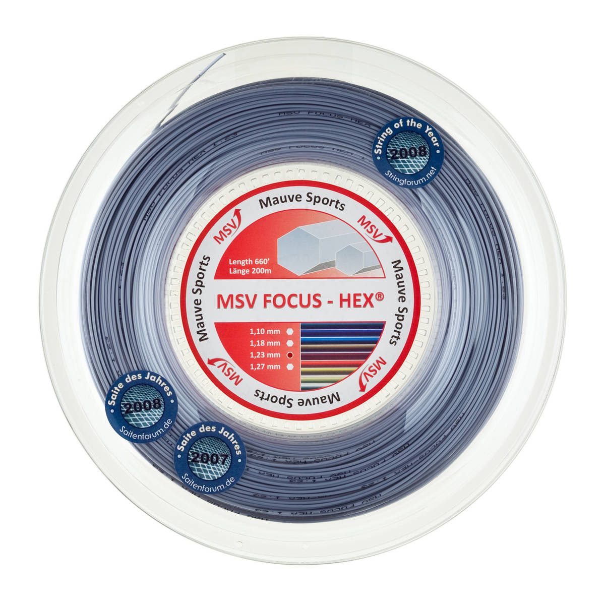 Bobine de cordage de tennis msv focus hex argent