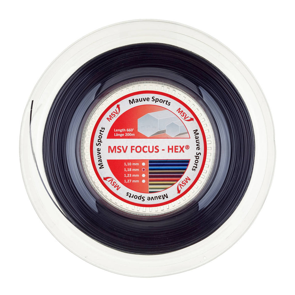 Bobine de cordage de tennis msv focus hex noir