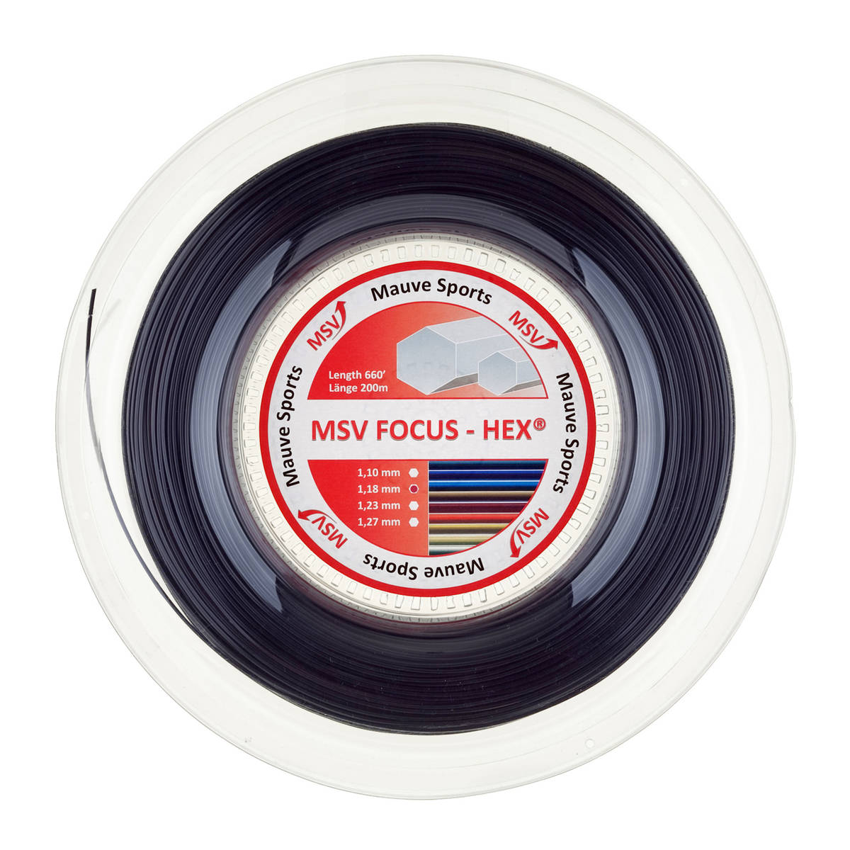 Bobine de cordage de tennis msv focus hex noir