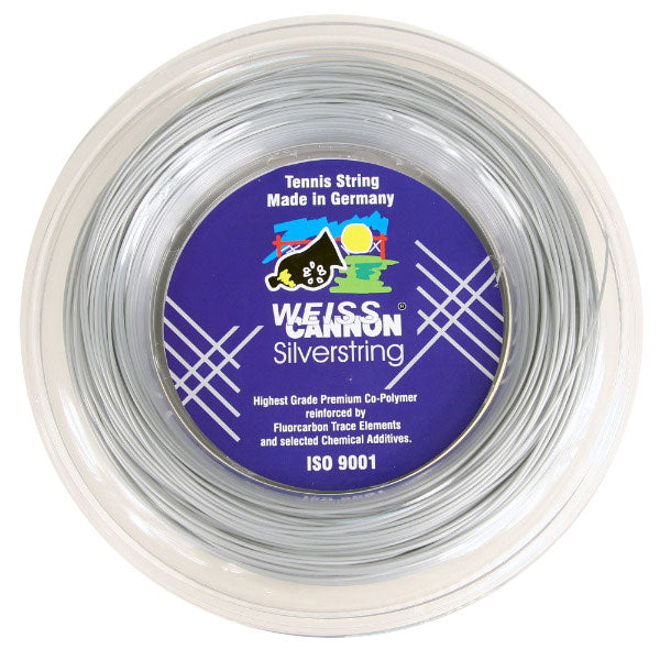 Bobine de cordage de tennis weiss cannon silverstring 1 25mm argente