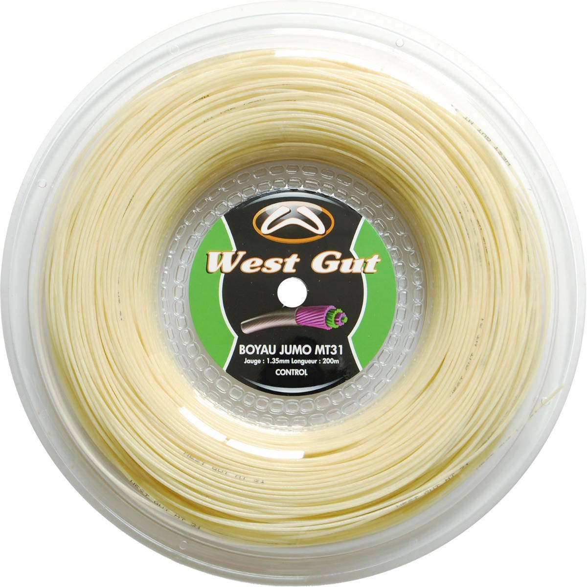 Bobine de cordage de tennis west gut mt31 boyau jumo 1 35mm naturel