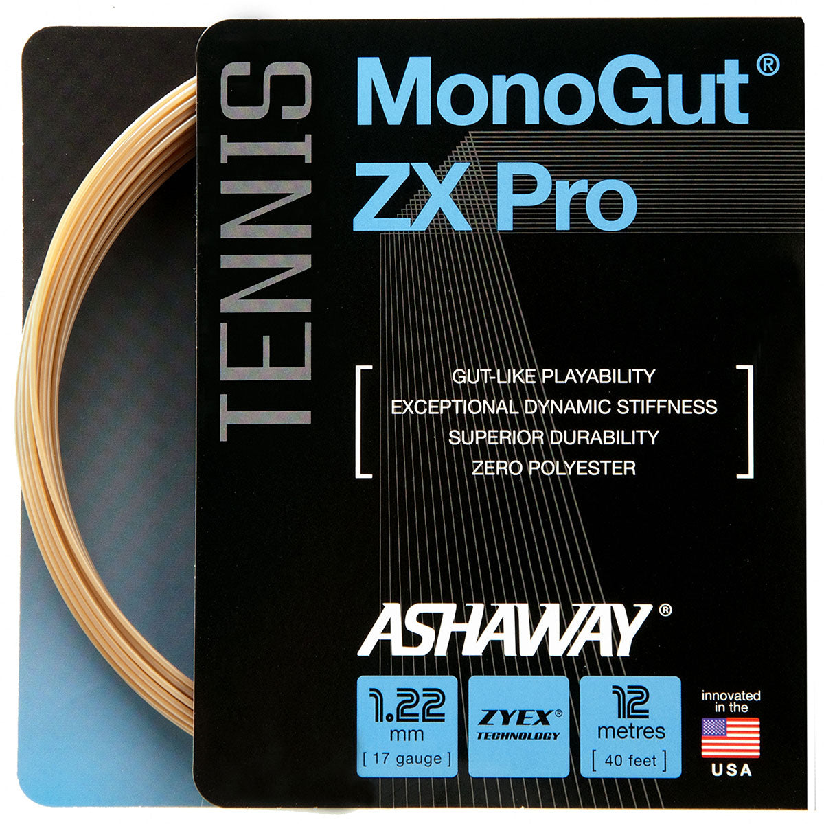 Cordage de tennis ashaway monogut zx pro naturel 1 22mm