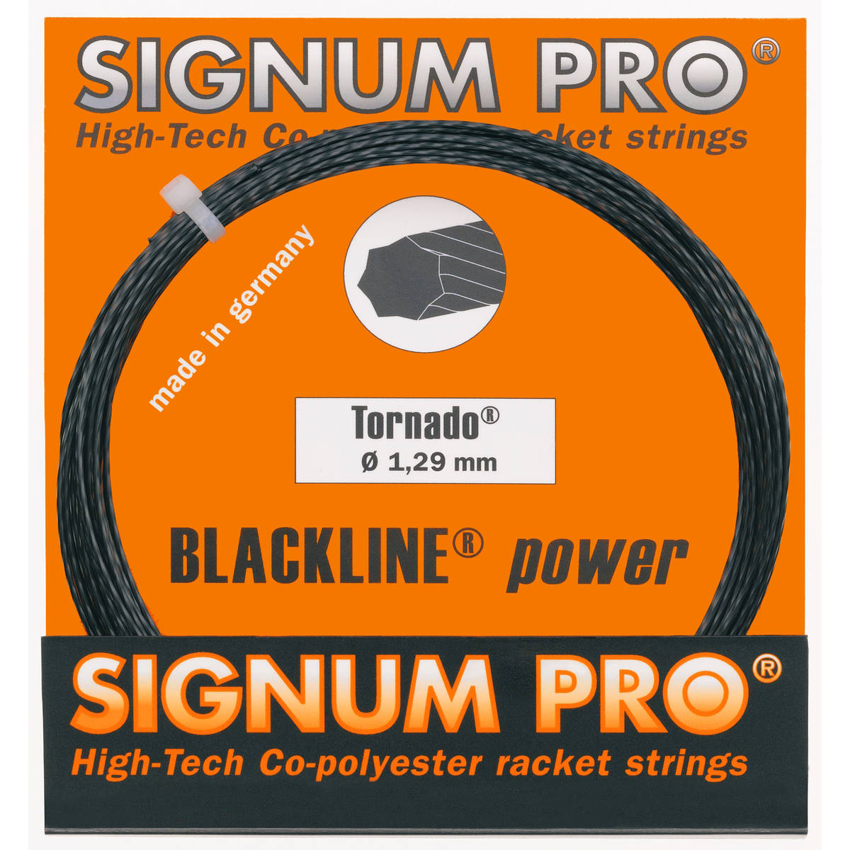 Cordage de tennis signum pro tornado 1 23mm noir