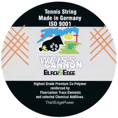 Cordage de tennis weiss cannnon black 5 edge 1 en 25mm