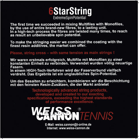 Cordage de tennis weiss cannon 6 star string supercharged 1 30mm naturel composition