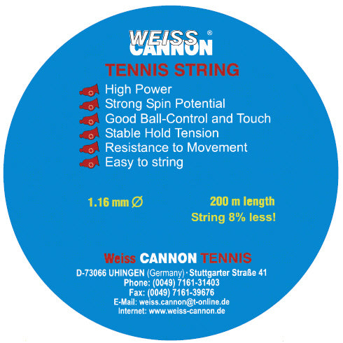 Cordage de tennis weiss cannon mosquito bite 116mm 1_1 information