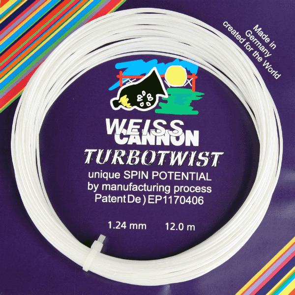 Cordage de tennis weiss cannon turbo twist 1 24mm blanc